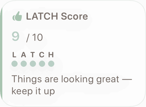 LATCH Score widget showing 9 out of 10